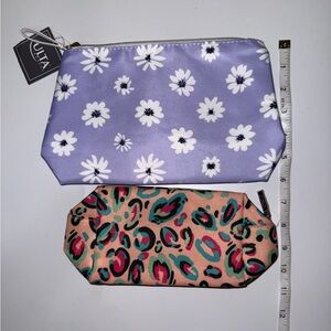 Floral and Leopard Print Cosmetic Bags